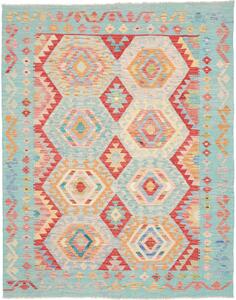 Tappeto Kilim Afghanistan Geometrico Azzurro Rosso 153x195 Cm