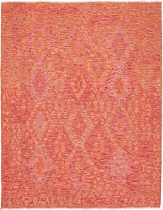 Tappeto Kilim Afghanistan Geometrico Arancio Rosso Rosa 153x198 Cm