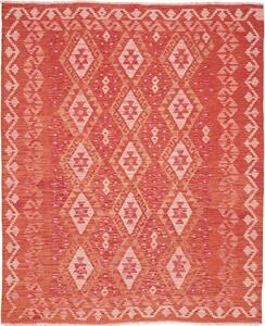 Tappeto Kilim Afghanistan Geometrico Arancione Corallo Chiaro 158x192 Cm