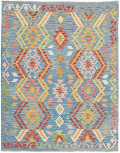 Tappeto Kilim Afghanistan Geometrico Azzurro Multicolore 133x171 Cm