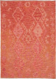 Tappeto Kilim Afghanistan Geometrico Arancio Rosso Rosato 130x180 Cm