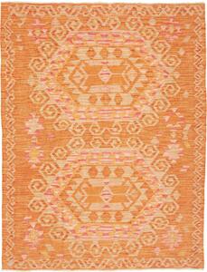 Tappeto Kilim Afghanistan Geometrico Arancione Beige 131x175 Cm