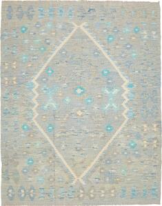 Tappeto Kilim Afghanistan Geometrico Azzurro Grigio Turchese 155x195 Cm