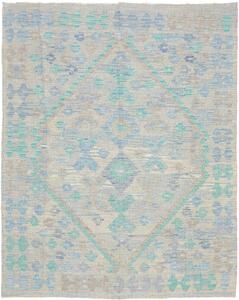 Tappeto Kilim Afghanistan Geometrico Azzurro Verde Menta 154x194 Cm