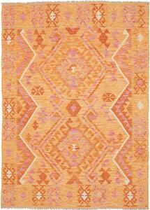 Tappeto Kilim Afghanistan Geometrico Arancio Rosa 129x181 Cm