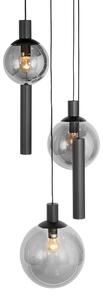 Steinhauer - lampada a sospensione - Bollique LED - nero - vetro metallo vetro fumé - Ø 60cm - E27_GU10 - 3800ZW
