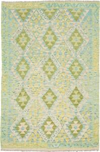 Tappeto Kilim Afghanistan Geometrico Azzurro Verde 128x188 Cm
