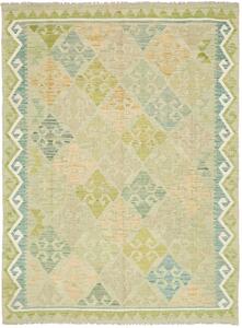 Tappeto Kilim Afghanistan Geometrico Verde Salvia Azzurro 154x211 Cm