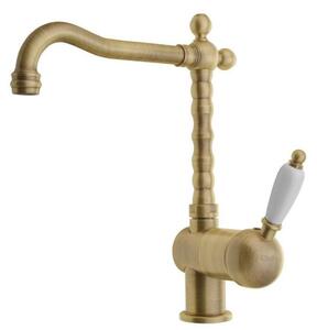 Rubinetto da cucina KIRKÉ WHITE, leva bianca, bronzo