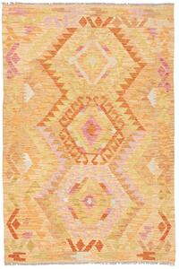 Tappeto Kilim Afghanistan Geometrico Arancio Giallo 100x149 Cm