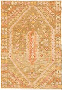 Tappeto Kilim Afghanistan Geometrico Ocra Rosa 105x151 Cm