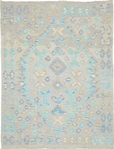 Tappeto Kilim Afghanistan Geometrico Grigio Azzurro 153x197 Cm