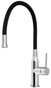 Sapho Baterie - Miscelatore per lavello Sili con braccio flessibile, nero/cromo SR426