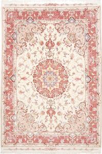 Tappeto Tabriz 70 Raj Persia Medaglione Avorio Rosa Antico 149x220 Cm