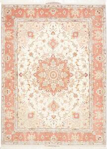 Tappeto Tabriz 70 Raj Persia Medaglione Avorio Corallo 155x213 Cm