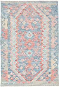Tappeto Kilim Afghanistan Geometrico Azzurro Corallo 104x153 Cm