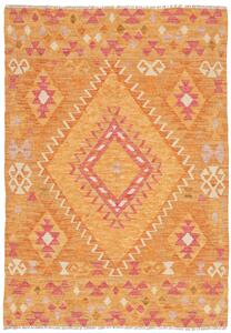 Tappeto Kilim Afghanistan Astratto Arancione Rosa 100x146 Cm
