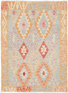 Tappeto Kilim Afghanistan Geometrico Azzurro Arancione Rosa 103x137 Cm
