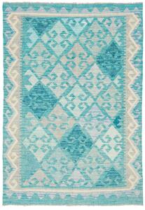 Tappeto Kilim Afghanistan Astratto Azzurro Turchese 101x149 Cm