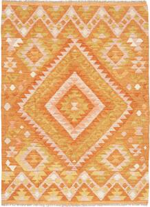 Tappeto Kilim Afghanistan Geometrico Arancione Giallo 103x143 Cm