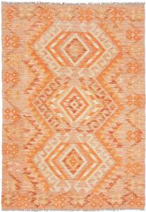 Tappeto Kilim Afghanistan Geometrico Arancione Pesca 103x148 Cm