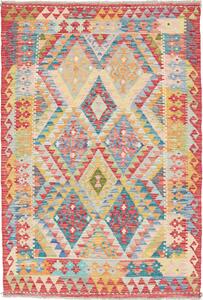Tappeto Kilim Afghanistan Geometrico Multicolore Vivace 100x147 Cm