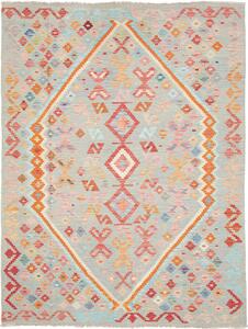 Tappeto Kilim Afghanistan Astratto Grigio Multicolore Vivace 158x212 Cm