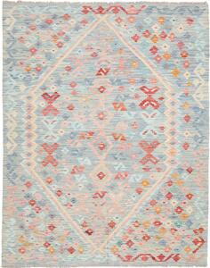 Tappeto Kilim Afghanistan Geometrico Azzurro Rosa 156x197 Cm