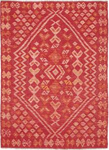 Tappeto Kilim Afghanistan Geometrico Rosso Arancio 130x179 Cm