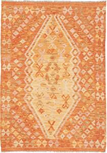 Tappeto Kilim Afghanistan Medaglione Arancio Crema 104x148 Cm