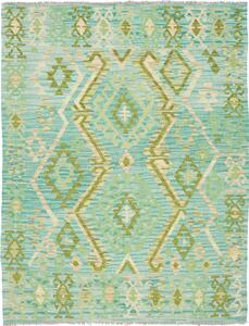 Tappeto Kilim Afghanistan Geometrico Turchese Verde 137x178 Cm