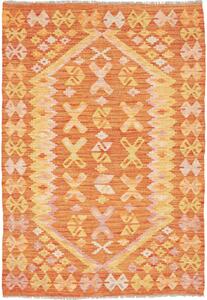 Tappeto Kilim Afghanistan Geometrico Arancio Giallo 100x146 Cm