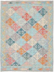 Tappeto Kilim Afghanistan Astratto Azzurro Arancio Rosa 128x175 Cm