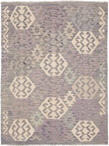 Tappeto Kilim Afghanistan Astratto Viola Grigio 134x175 Cm