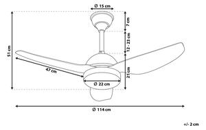 Ventilatore da Soffitto con Luce Ventilatore Bianco Materiale Sintetico Metallo 3 Pale Telecomando Design Minimalista Beliani