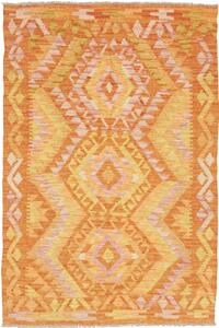 Tappeto Kilim Afghanistan Geometrico Arancio Giallo 99x147 Cm