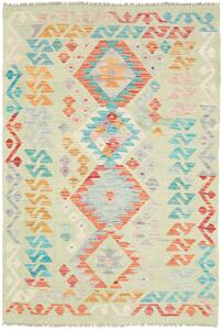 Tappeto Kilim Afghanistan Geometrico Verde Pastello Multicolore 97x145 Cm