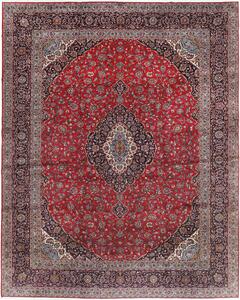 Tappeto Kashan Persia Medaglione Rosso Blu 400x495 Cm