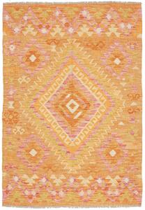 Tappeto Kilim Afghanistan Geometrico Arancione Rosa 103x145 Cm