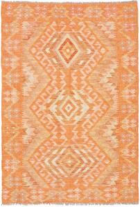 Tappeto Kilim Afghanistan Geometrico Arancio Crema 104x150 Cm