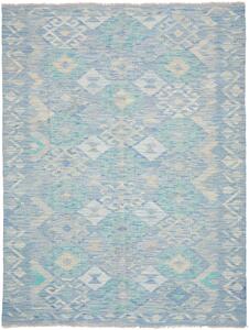 Tappeto Kilim Afghanistan Geometrico Azzurro Turchese 157x205 Cm