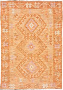 Tappeto Kilim Afghanistan Geometrico Arancio Crema 104x150 Cm