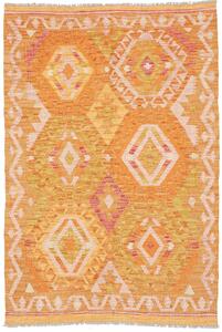 Tappeto Kilim Afghanistan Geometrico Arancione Rosa 103x151 Cm