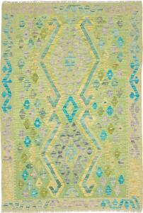 Tappeto Kilim Afghanistan Geometrico Verde Blu 102x150 Cm