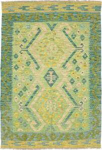 Tappeto Kilim Afghanistan Geometrico Verde Turchese 102x149 Cm