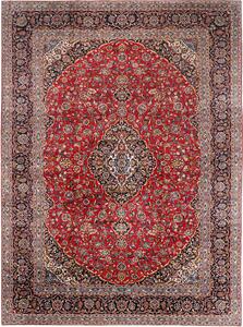 Tappeto Kashan Persia Medaglione Rosso Blu Scuro 355x487 Cm