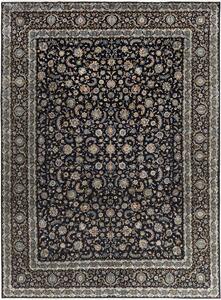 Tappeto Kashan Kork Persia Floreale Blu Notte Beige 350x480 Cm