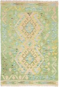Tappeto Kilim Afghanistan Astratto Verde Chiaro Beige 100x144 Cm