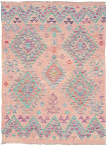 Tappeto Kilim Afghanistan Geometrico Rosa Azzurro 107x145 Cm