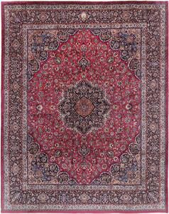 Tappeto Mashad Persia Medaglione Rosso Blu 390x500 Cm